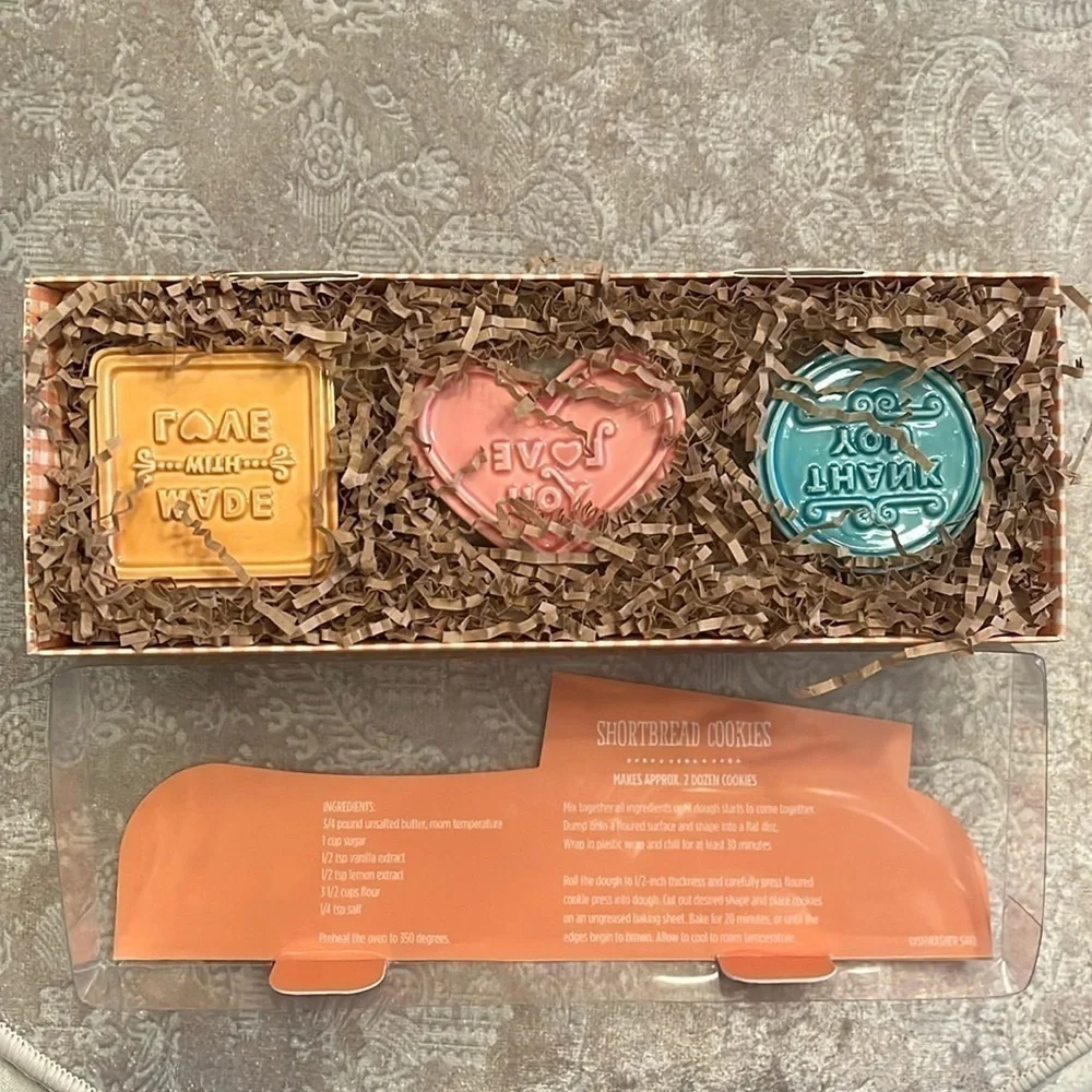 Brand New Hallmark Cookie Press Set of 3 Shortbread Recipe Thank You Love You